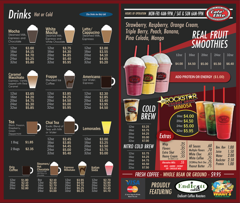 elite Cafe menu