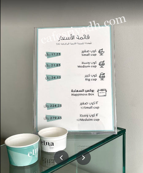 منيو إتــنا ارتيزان جيلاتو بالاسعار