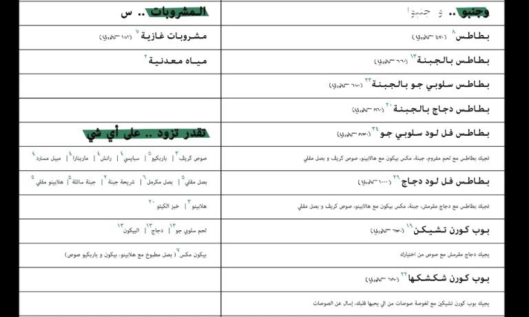 منيو مطعم كريف برجر بالاسعار