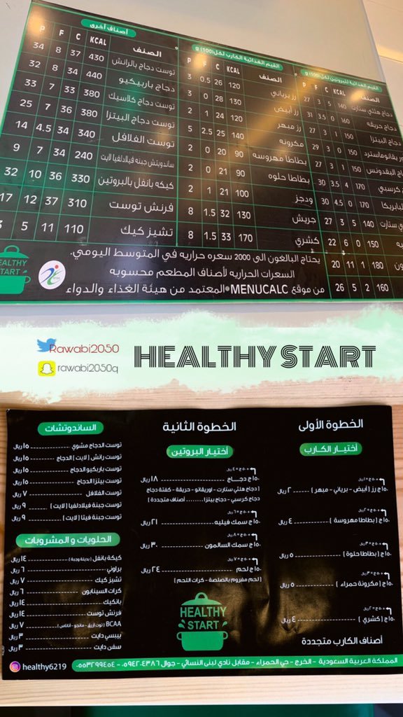 منيو هيلثي ستارت الخرج