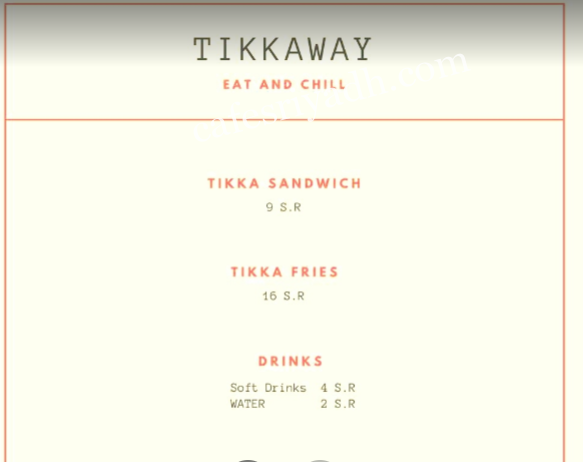 منيو مطعم تكا وي Tikkaway بالرياض